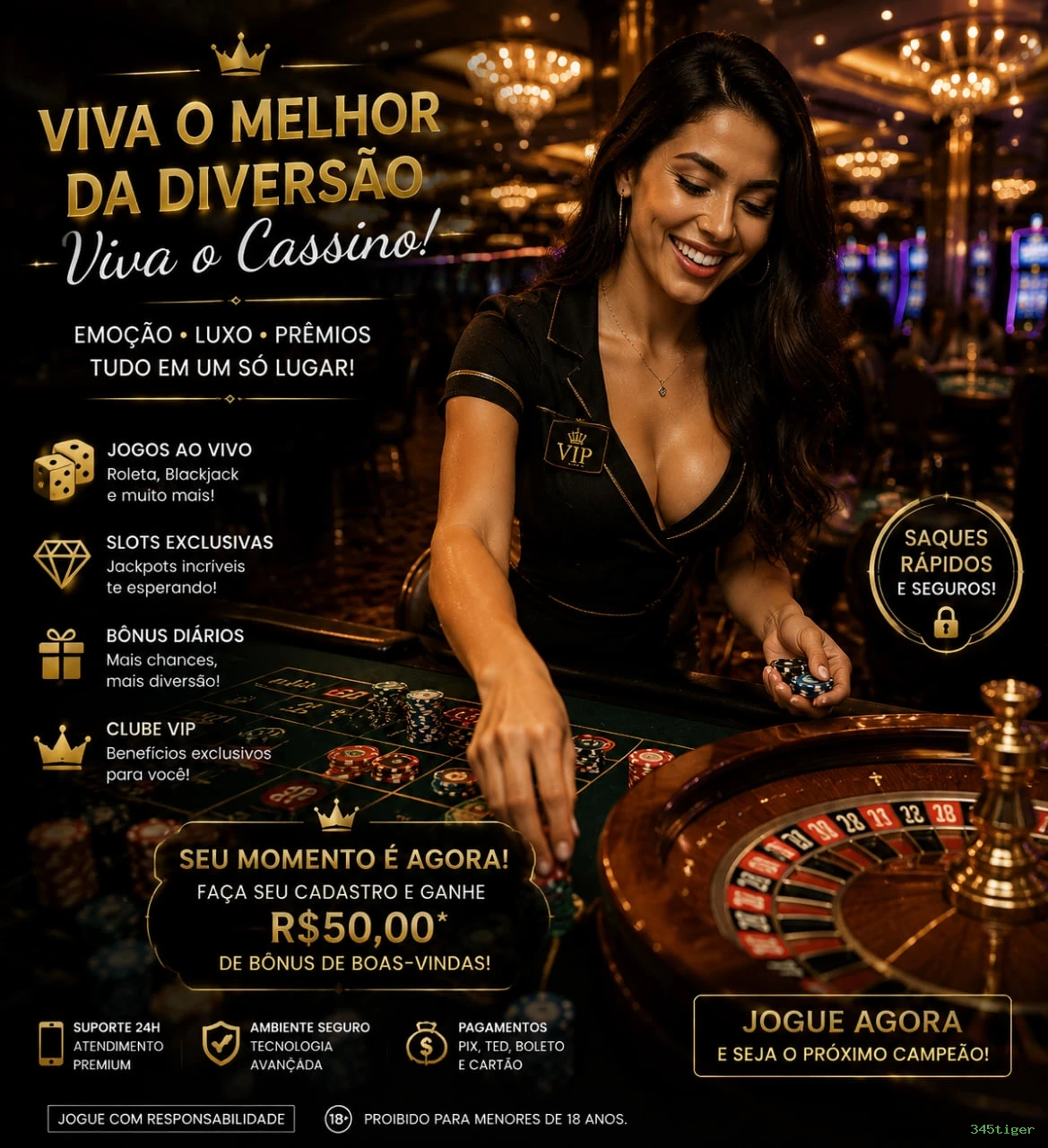 Bônus boas-vindas 345tiger R$100